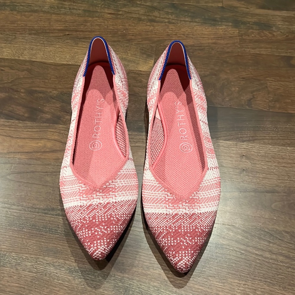 Rothy’s Pink Plaid The Point Flats Limited Edition never worn
